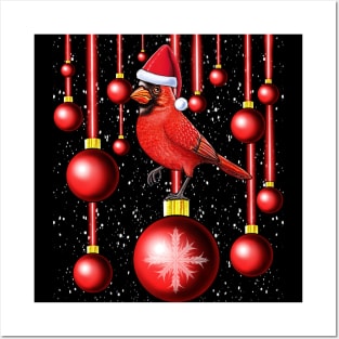 Red Cardinal bird merry Christmas Posters and Art